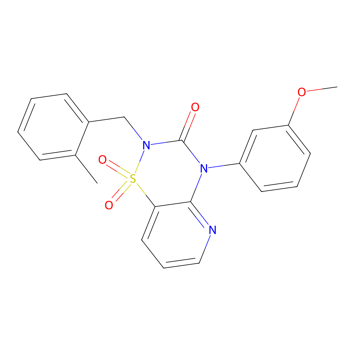 4-(3-methoxyphenyl)-2-(2-methylbenzyl)-2H-pyrido[2,3-e][1,2,4]thiadiazin-3(4H)-one 1,1-dioxide molecular structure, CAS 1251708-96-9