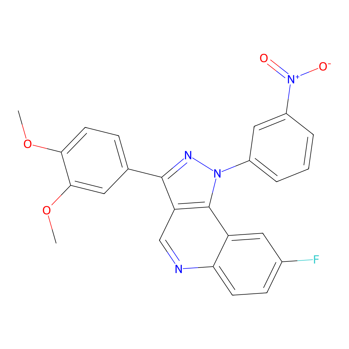 3-(3,4-dimethoxyphenyl)-8-fluoro-1-(3-nitrophenyl)-1H-pyrazolo[4,3-c]quinoline molecular structure, CAS 1251709-12-2