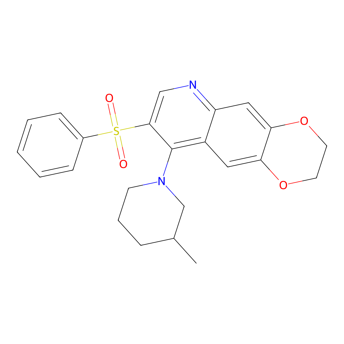 9-(3-Methylpiperidin-1-yl)-8-(phenylsulfonyl)-2,3-dihydro-[1,4]dioxino[2,3-g]quinoline molecular structure, CAS 1251709-14-4