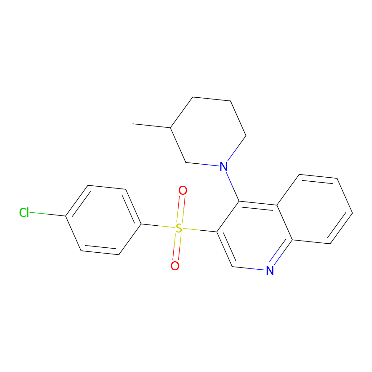 3-((4-Chlorophenyl)sulfonyl)-4-(3-methylpiperidin-1-yl)quinoline molecular structure, CAS 1251709-15-5