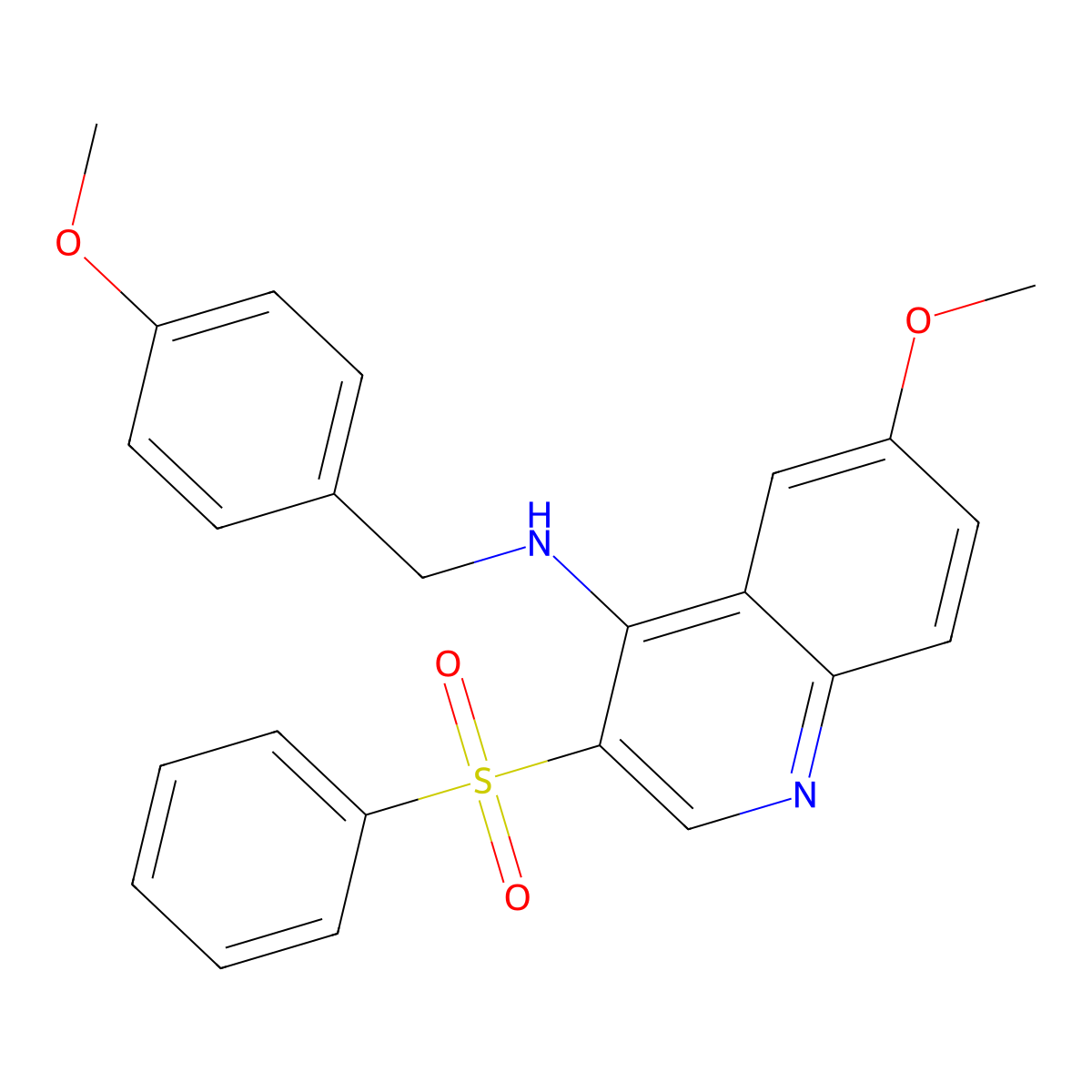 6-methoxy-N-(4-methoxybenzyl)-3-(phenylsulfonyl)quinolin-4-amine molecular structure, CAS 1251709-16-6