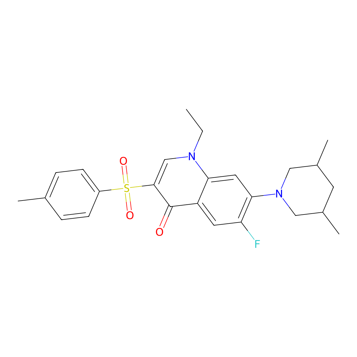 7-(3,5-dimethylpiperidin-1-yl)-1-ethyl-6-fluoro-3-tosylquinolin-4(1H)-one molecular structure, CAS 1251709-17-7