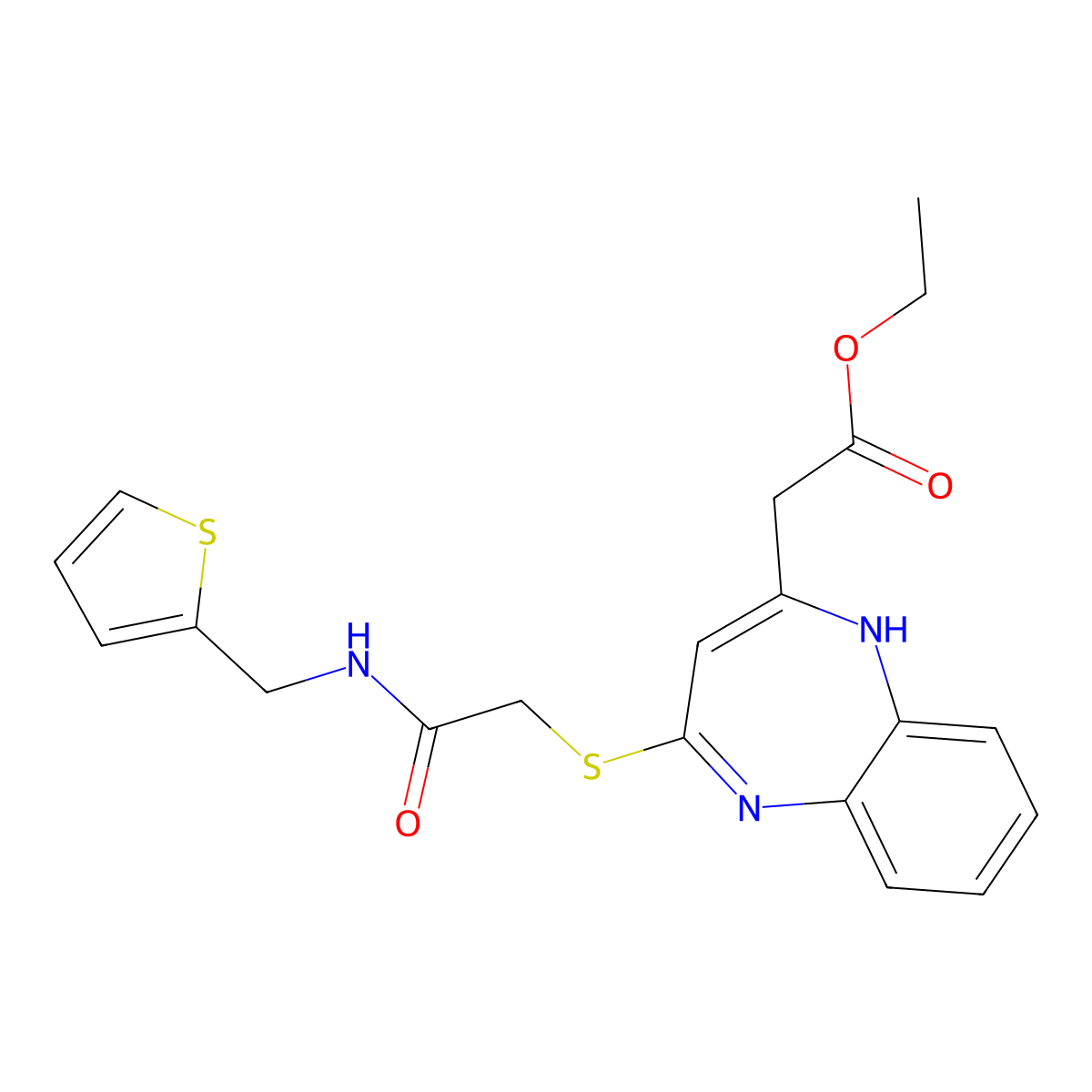 ethyl [4-({2-oxo-2-[(2-thienylmethyl)amino]ethyl}thio)-1H-1,5-benzodiazepin-2-yl]acetate molecular structure, CAS 1251709-29-1