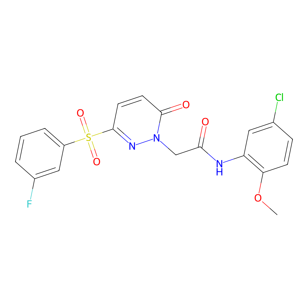 N-(5-chloro-2-methoxyphenyl)-2-[3-(3-fluorobenzenesulfonyl)-6-oxo-1,6-dihydropyridazin-1-yl]acetamide molecular structure, CAS 1251709-32-6