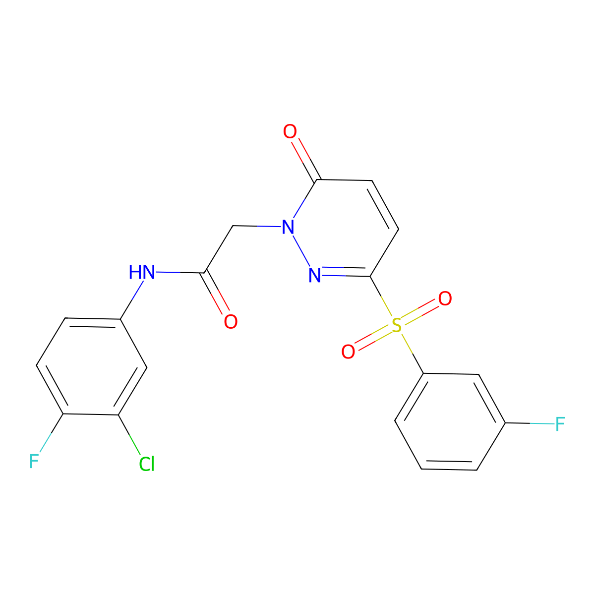 N-(3-chloro-4-fluorophenyl)-2-(3-((3-fluorophenyl)sulfonyl)-6-oxopyridazin-1(6H)-yl)acetamide molecular structure, CAS 1251709-33-7