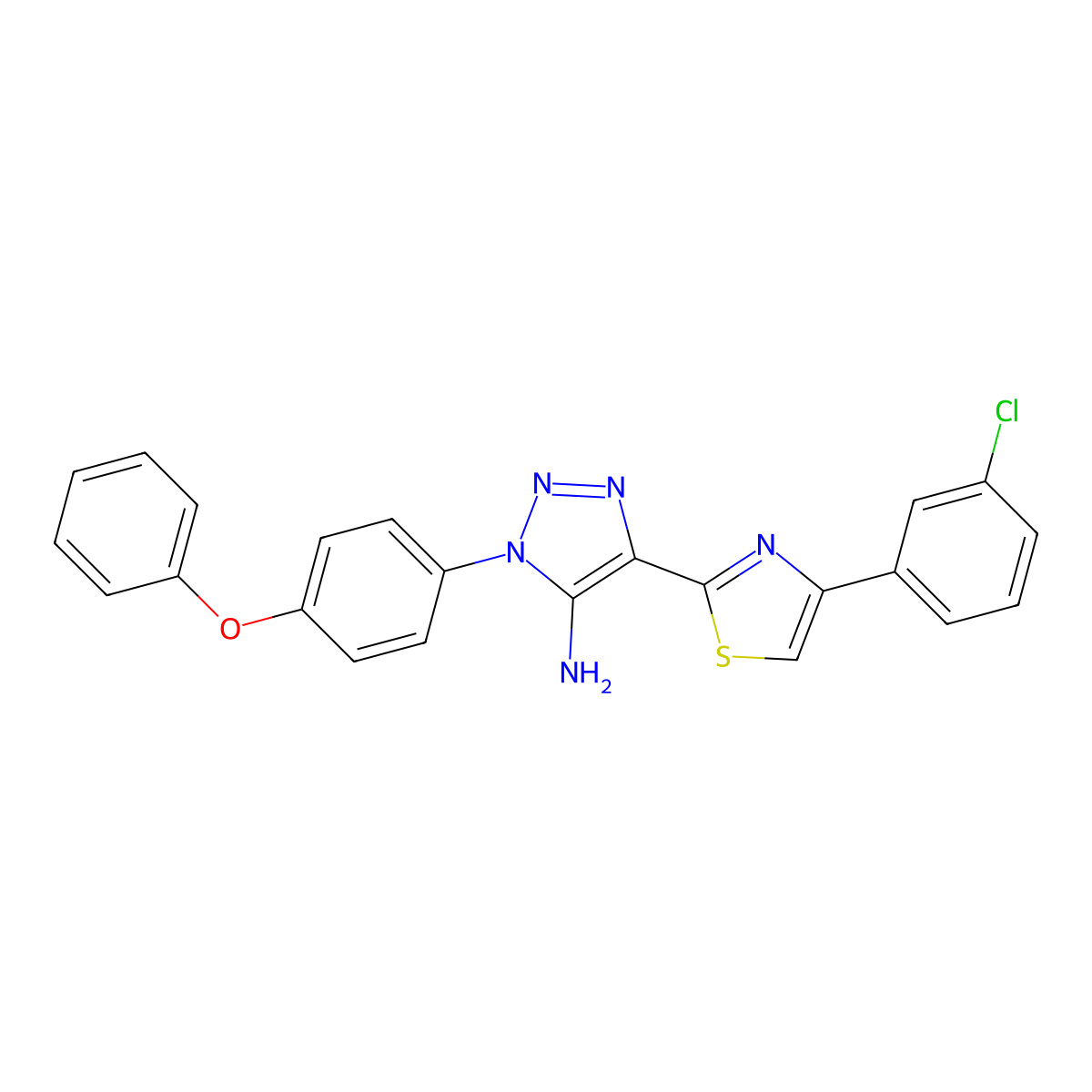 4-(4-(3-chlorophenyl)thiazol-2-yl)-1-(4-phenoxyphenyl)-1H-1,2,3-triazol-5-amine molecular structure, CAS 1251709-35-9