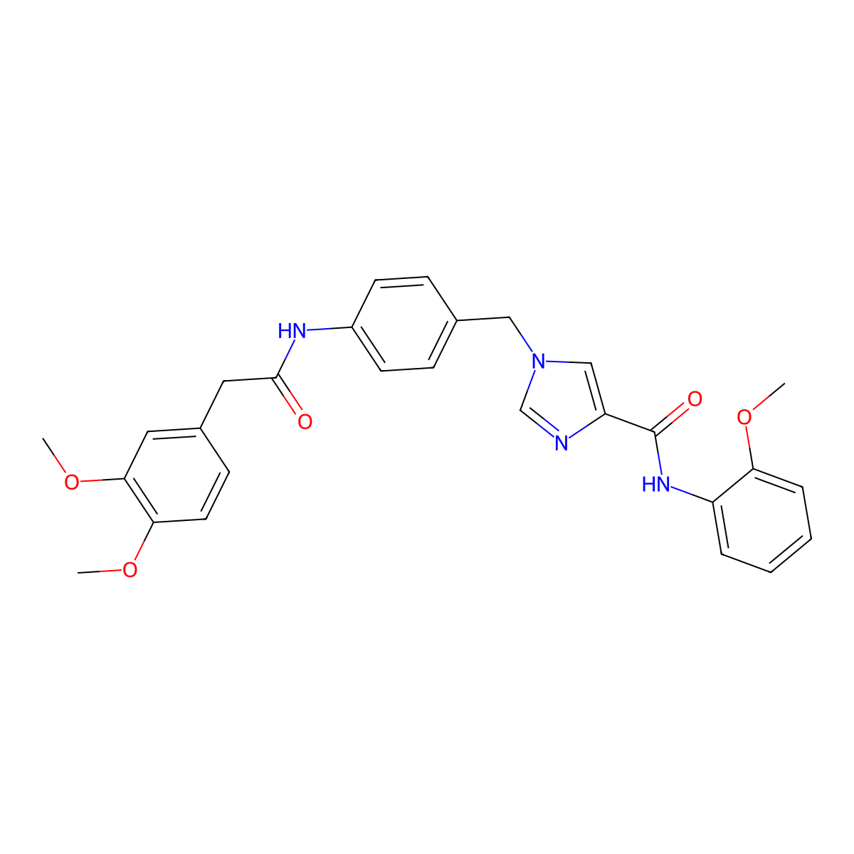 1-(4-(2-(3,4-dimethoxyphenyl)acetamido)benzyl)-N-(2-methoxyphenyl)-1H-imidazole-4-carboxamide molecular structure, CAS 1251709-37-1