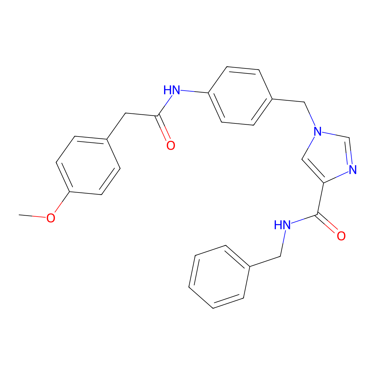 N-benzyl-1-(4-(2-(4-methoxyphenyl)acetamido)benzyl)-1H-imidazole-4-carboxamide molecular structure, CAS 1251709-40-6