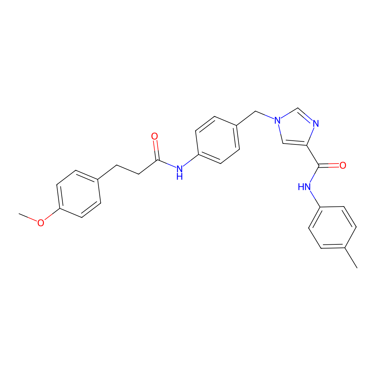 1-(4-(3-(4-methoxyphenyl)propanamido)benzyl)-N-(p-tolyl)-1H-imidazole-4-carboxamide molecular structure, CAS 1251709-50-8