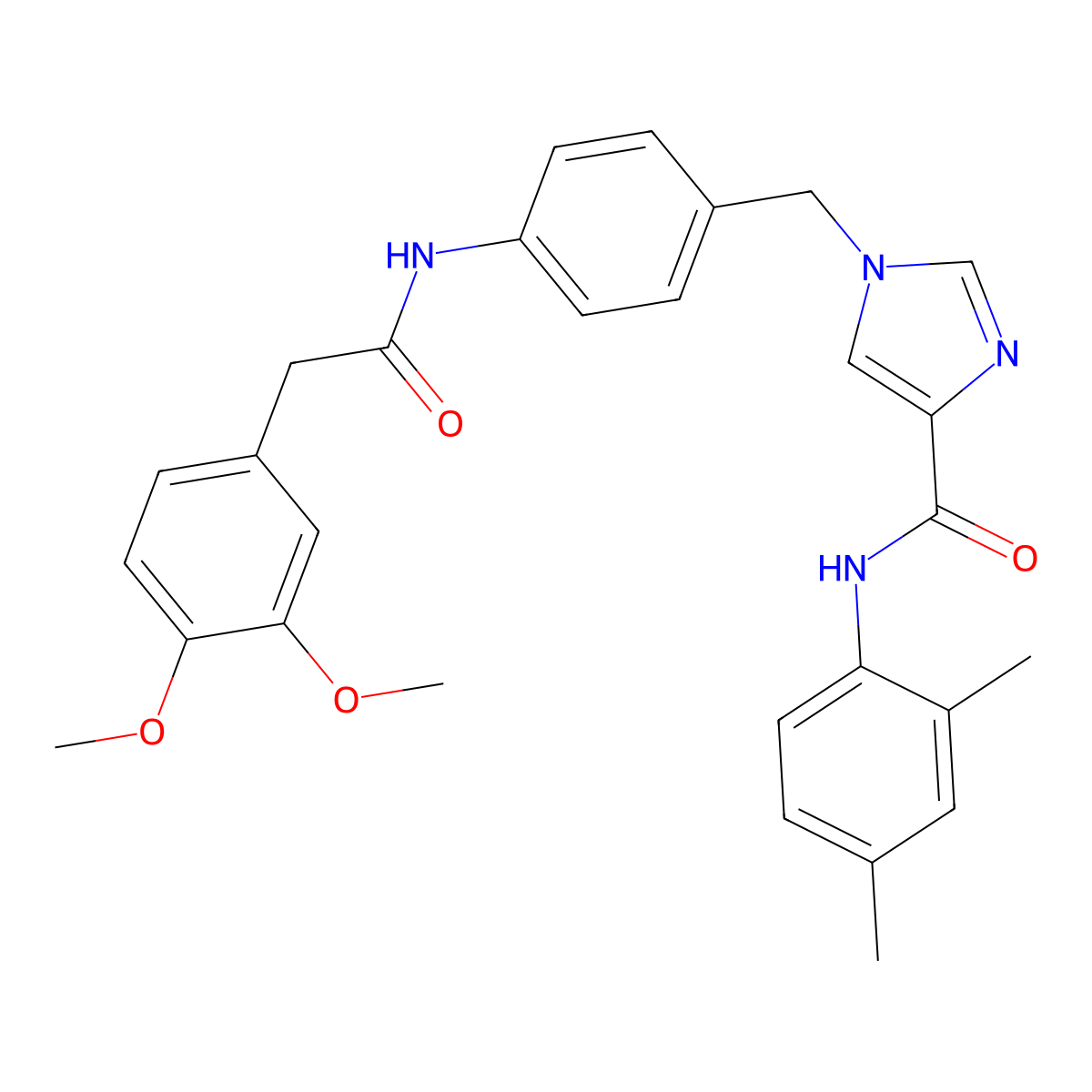 1-({4-[2-(3,4-dimethoxyphenyl)acetamido]phenyl}methyl)-N-(2,4-dimethylphenyl)-1H-imidazole-4-carboxamide molecular structure, CAS 1251709-53-1