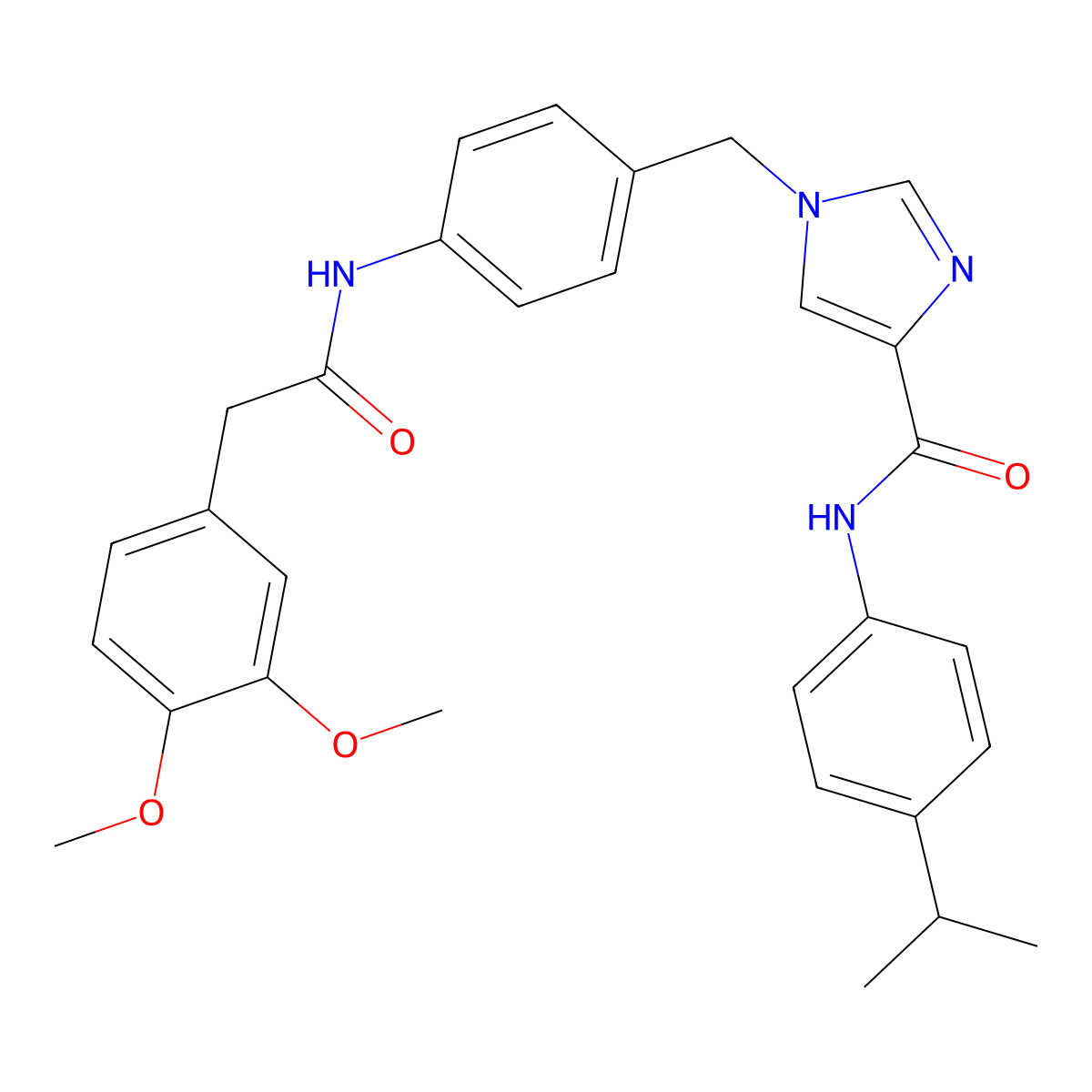 1-(4-(2-(3,4-dimethoxyphenyl)acetamido)benzyl)-N-(4-isopropylphenyl)-1H-imidazole-4-carboxamide molecular structure, CAS 1251709-56-4