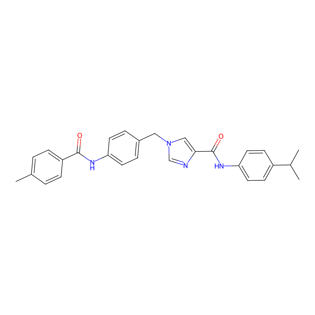 N-(4-isopropylphenyl)-1-(4-(4-methylbenzamido)benzyl)-1H-imidazole-4-carboxamide molecular structure, CAS 1251709-58-6