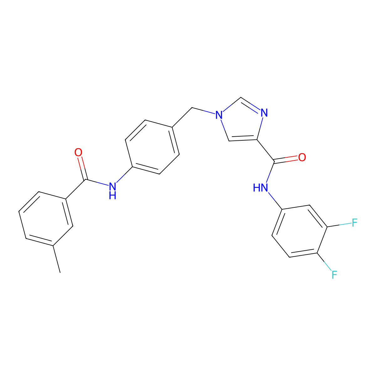 N-(3,4-difluorophenyl)-1-(4-(3-methylbenzamido)benzyl)-1H-imidazole-4-carboxamide molecular structure, CAS 1251709-65-5