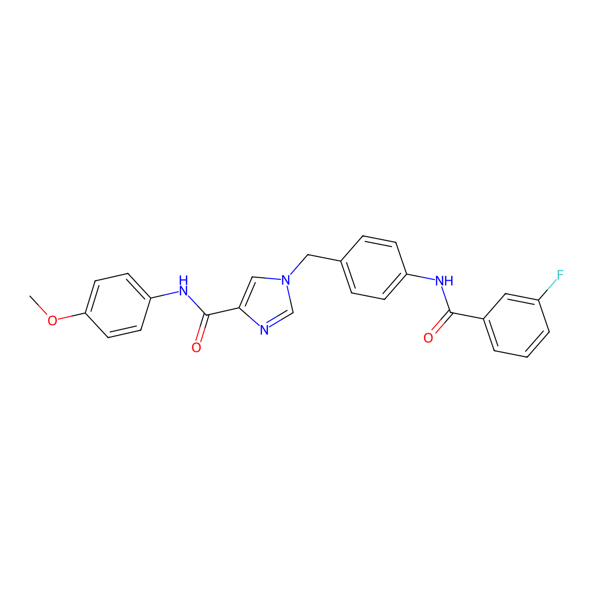 1-(4-(3-fluorobenzamido)benzyl)-N-(4-methoxyphenyl)-1H-imidazole-4-carboxamide molecular structure, CAS 1251709-68-8