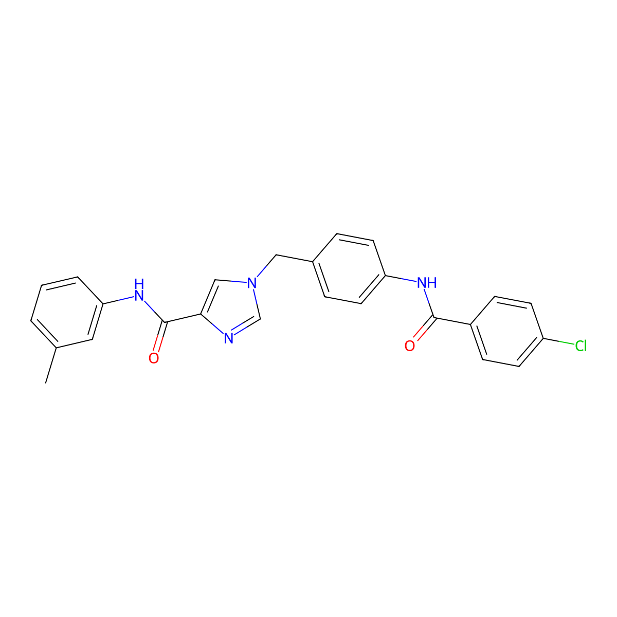 1-{[4-(4-chlorobenzamido)phenyl]methyl}-N-(3-methylphenyl)-1H-imidazole-4-carboxamide molecular structure, CAS 1251709-70-2