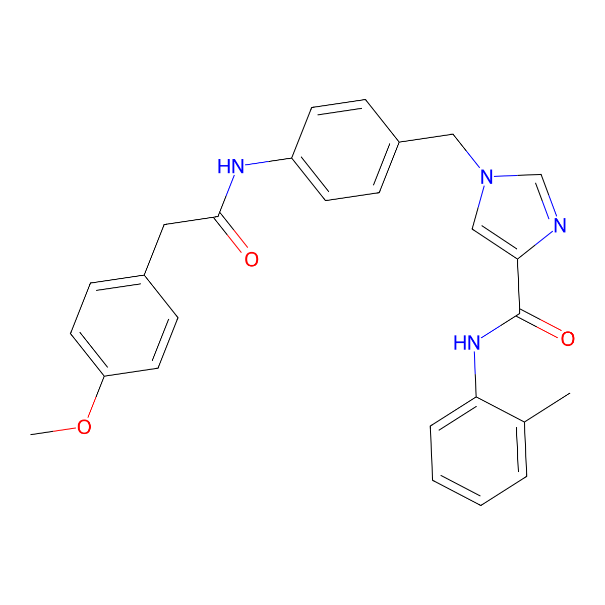 1-(4-(2-(4-methoxyphenyl)acetamido)benzyl)-N-(o-tolyl)-1H-imidazole-4-carboxamide molecular structure, CAS 1251709-71-3