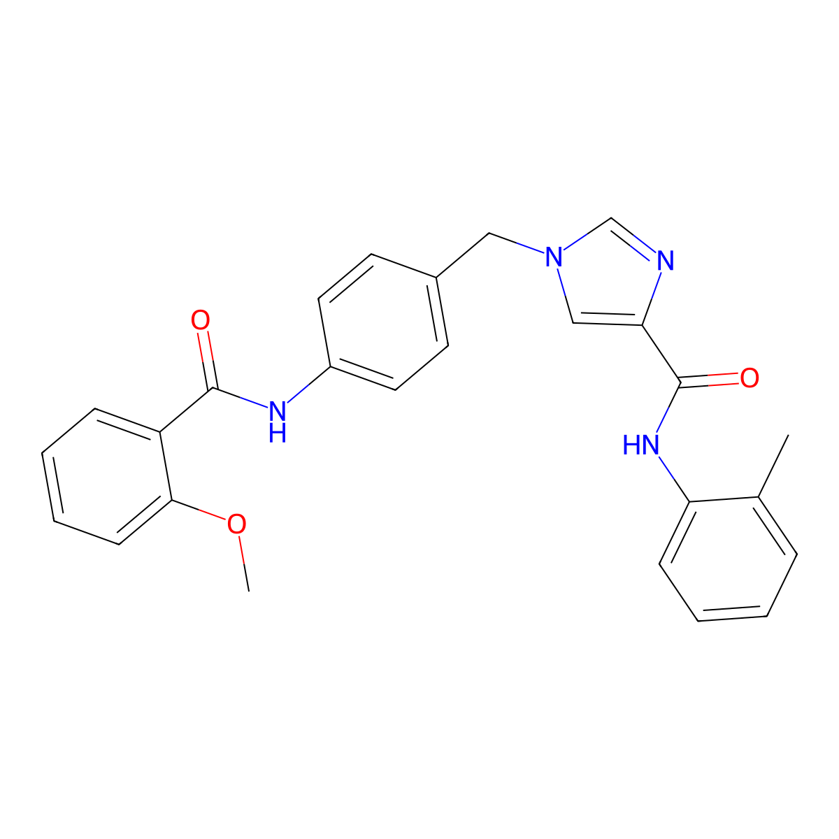 1-(4-(2-methoxybenzamido)benzyl)-N-(o-tolyl)-1H-imidazole-4-carboxamide molecular structure, CAS 1251709-72-4