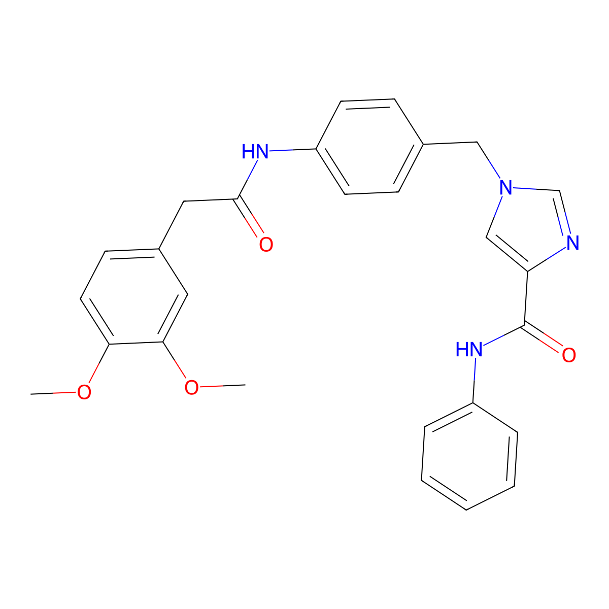 1-(4-(2-(3,4-dimethoxyphenyl)acetamido)benzyl)-N-phenyl-1H-imidazole-4-carboxamide molecular structure, CAS 1251709-74-6