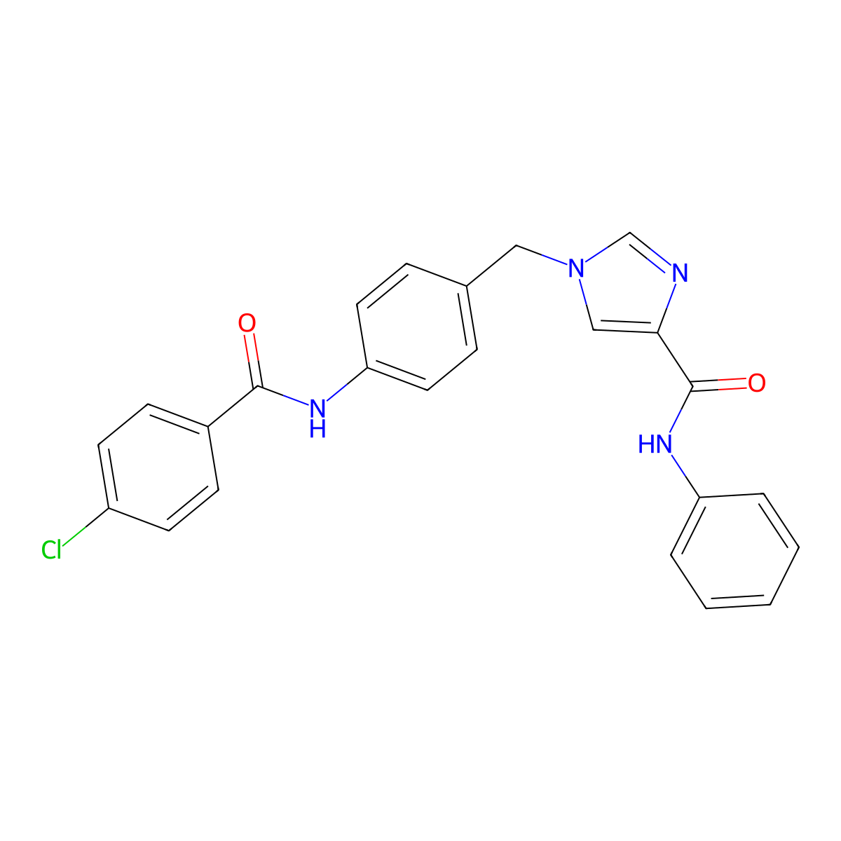 1-(4-(4-chlorobenzamido)benzyl)-N-phenyl-1H-imidazole-4-carboxamide molecular structure, CAS 1251709-75-7