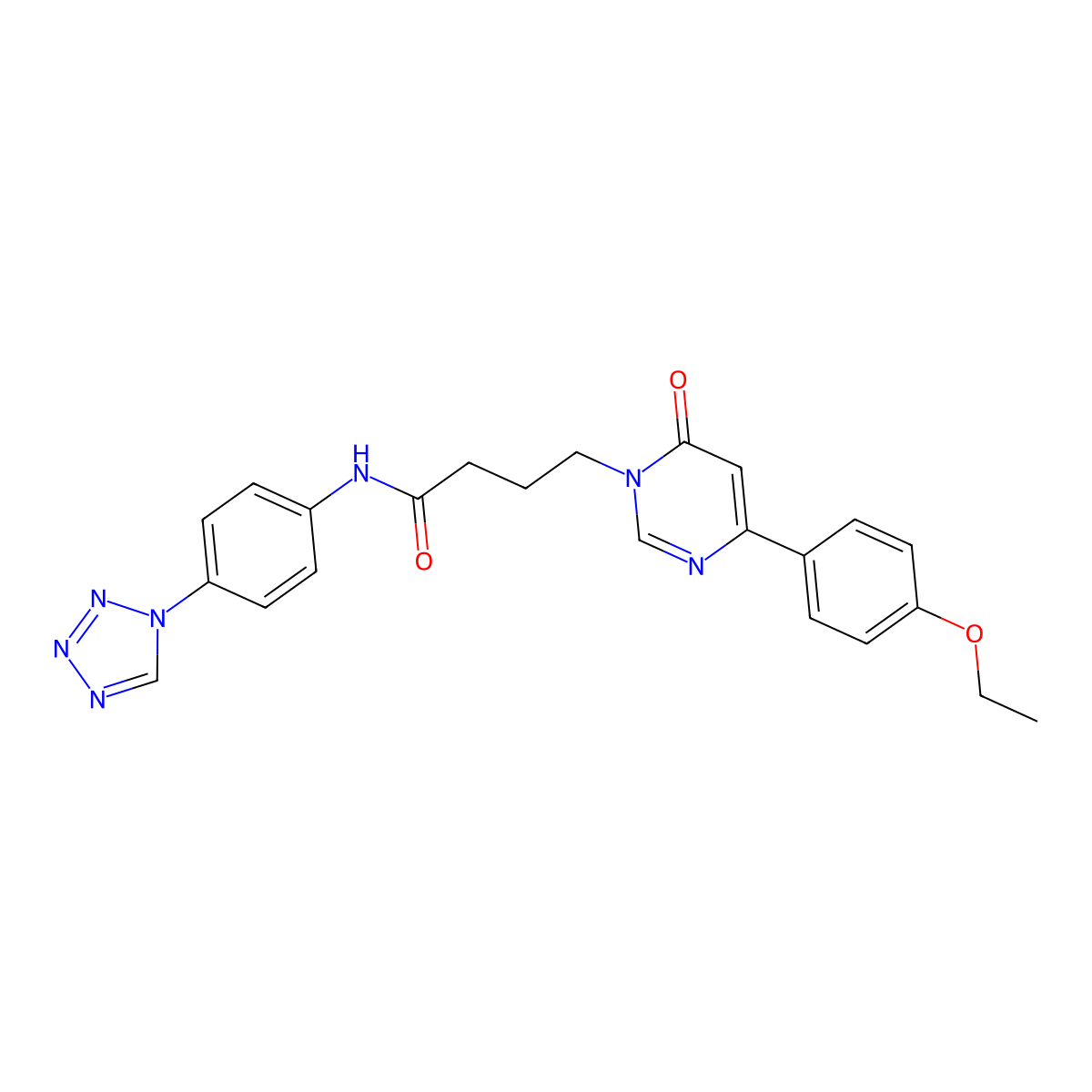 4-[4-(4-ethoxyphenyl)-6-oxo-1,6-dihydropyrimidin-1-yl]-N-[4-(1H-1,2,3,4-tetrazol-1-yl)phenyl]butanamide molecular structure, CAS 1251709-91-7
