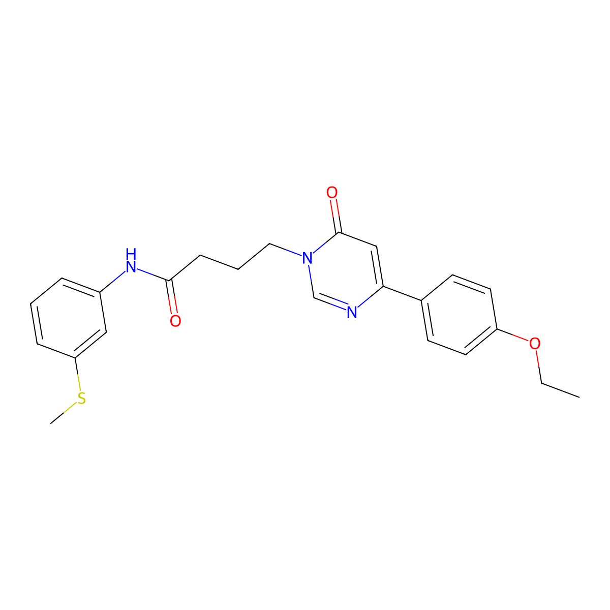 4-(4-(4-ethoxyphenyl)-6-oxopyrimidin-1(6H)-yl)-N-(3-(methylthio)phenyl)butanamide molecular structure, CAS 1251709-92-8