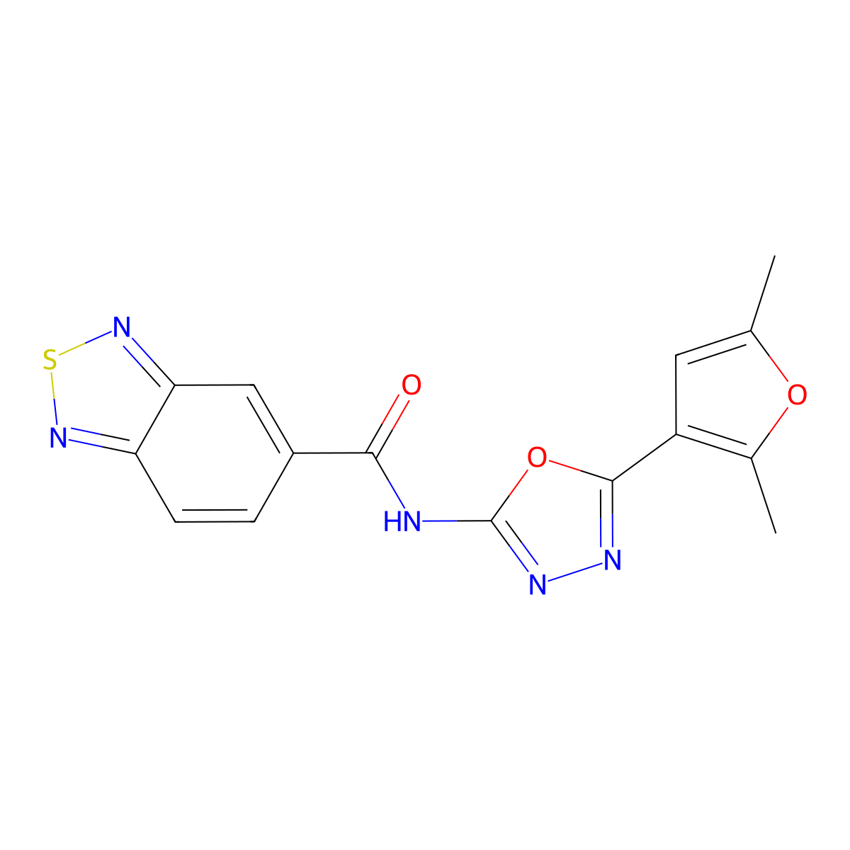 N-(5-(2,5-dimethylfuran-3-yl)-1,3,4-oxadiazol-2-yl)benzo[c][1,2,5]thiadiazole-5-carboxamide molecular structure, CAS 1251709-97-3