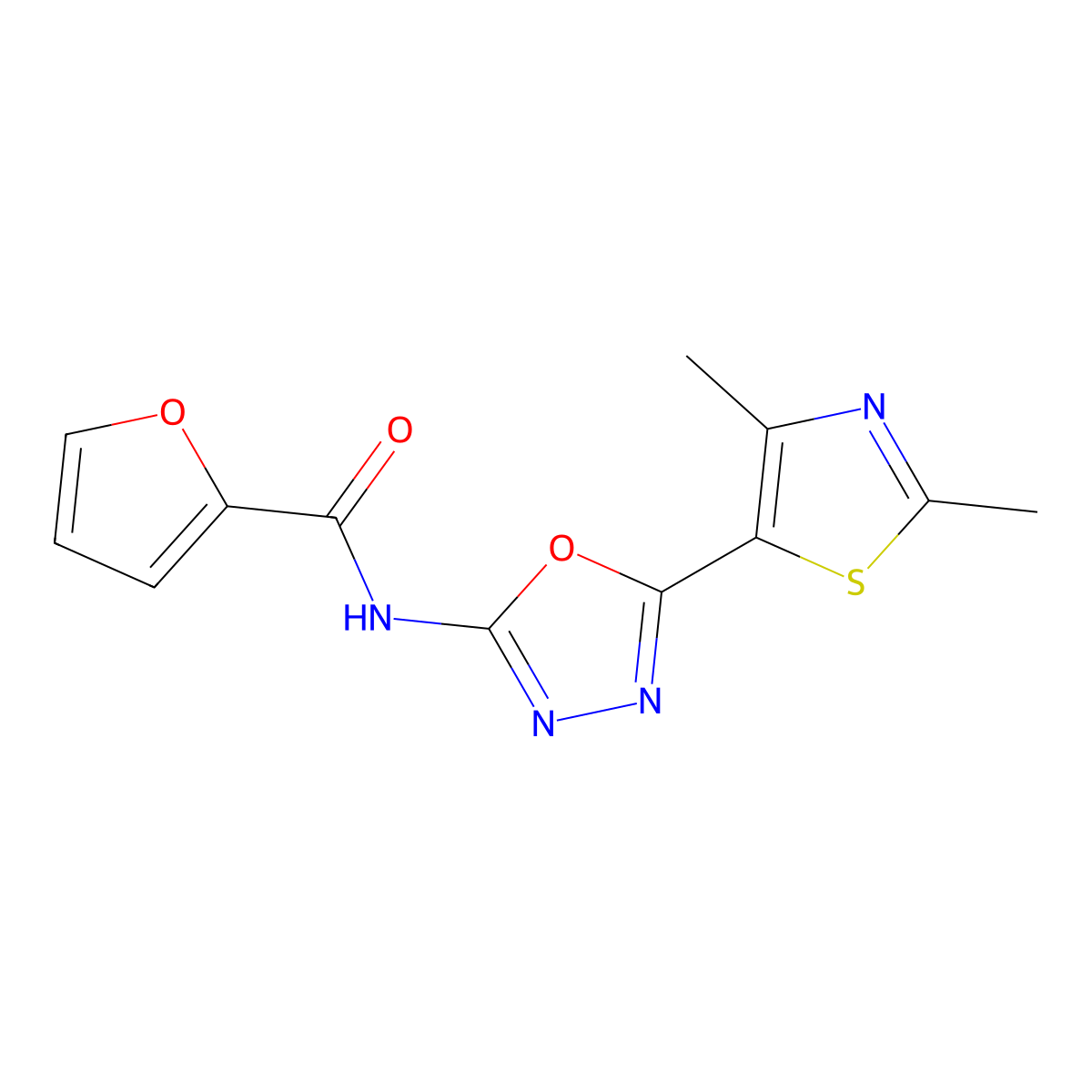 N-(5-(2,4-dimethylthiazol-5-yl)-1,3,4-oxadiazol-2-yl)furan-2-carboxamide molecular structure, CAS 1251710-00-5