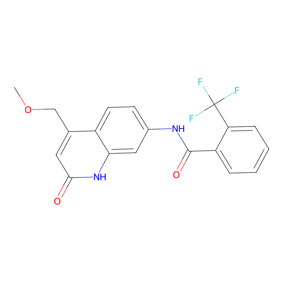 N-(4-(methoxymethyl)-2-oxo-1,2-dihydroquinolin-7-yl)-2-(trifluoromethyl)benzamide molecular structure, CAS 1251710-11-8