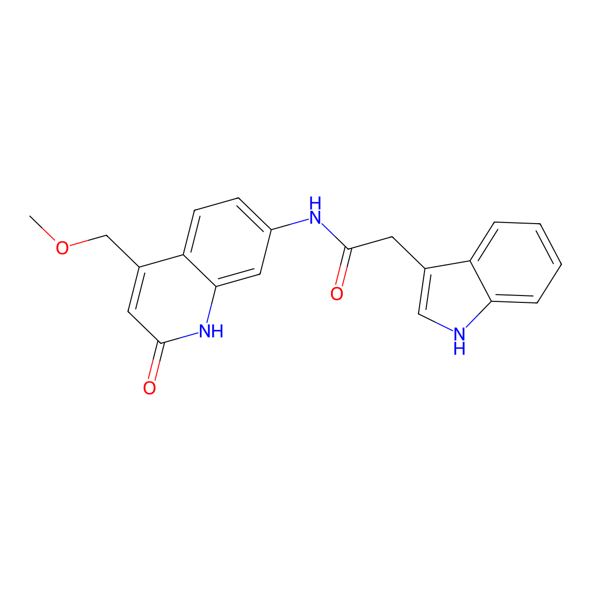 2-(1H-indol-3-yl)-N-(4-(methoxymethyl)-2-oxo-1,2-dihydroquinolin-7-yl)acetamide molecular structure, CAS 1251710-12-9