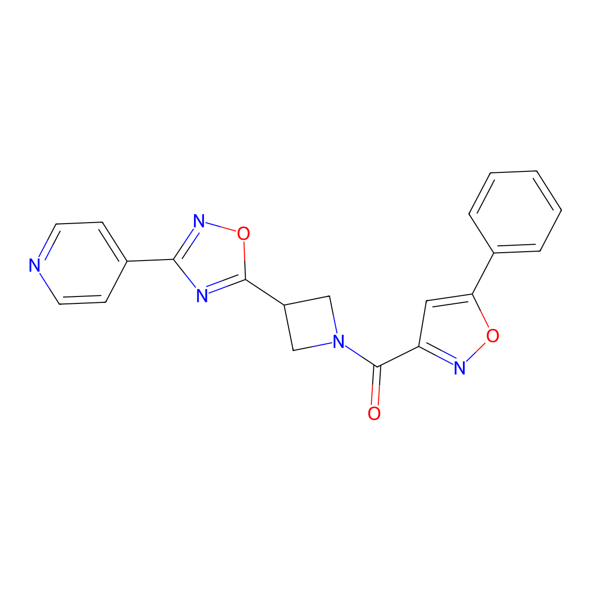 (5-Phenylisoxazol-3-yl)(3-(3-(pyridin-4-yl)-1,2,4-oxadiazol-5-yl)azetidin-1-yl)methanone molecular structure, CAS 1251710-18-5