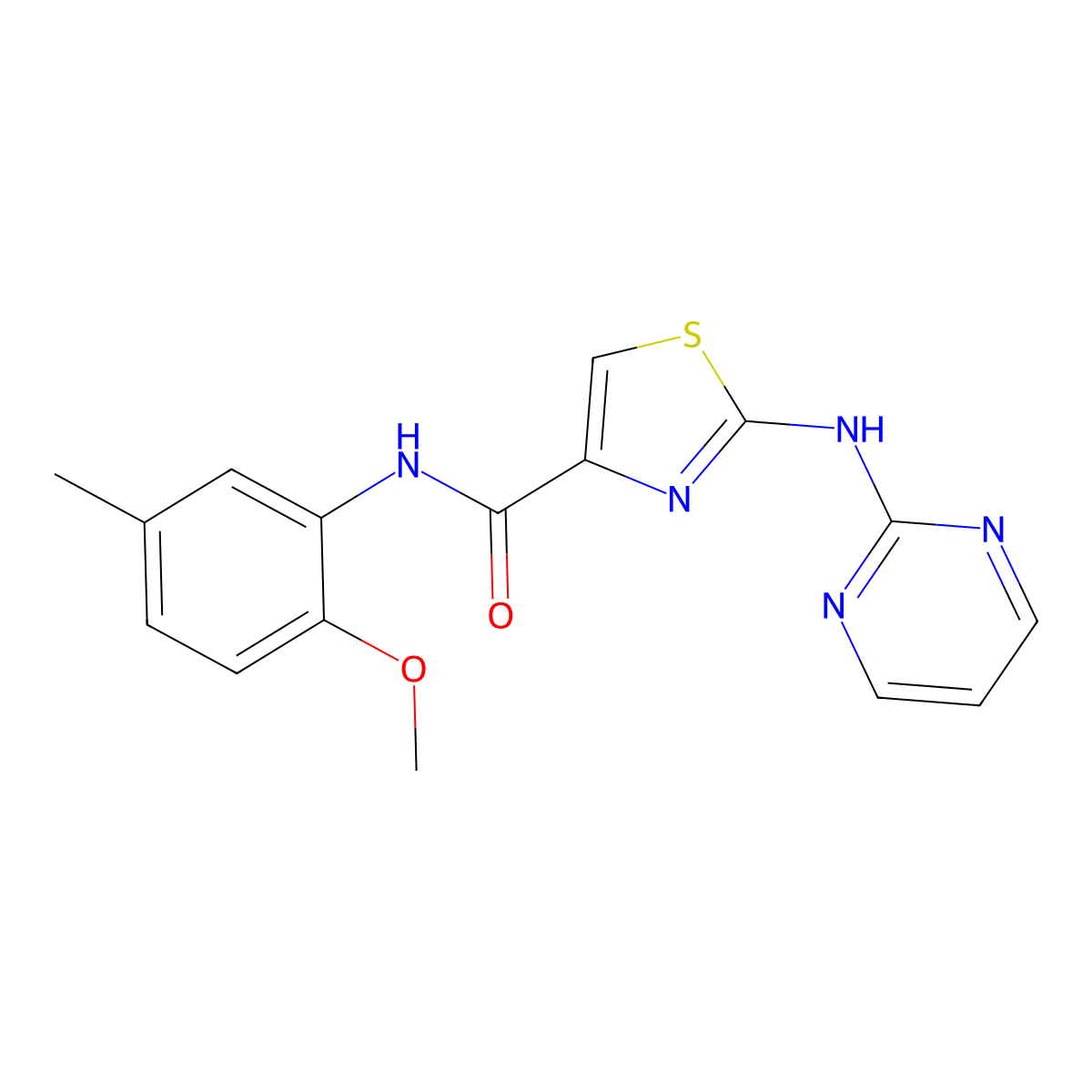 N-(2-methoxy-5-methylphenyl)-2-(pyrimidin-2-ylamino)thiazole-4-carboxamide molecular structure, CAS 1251710-22-1