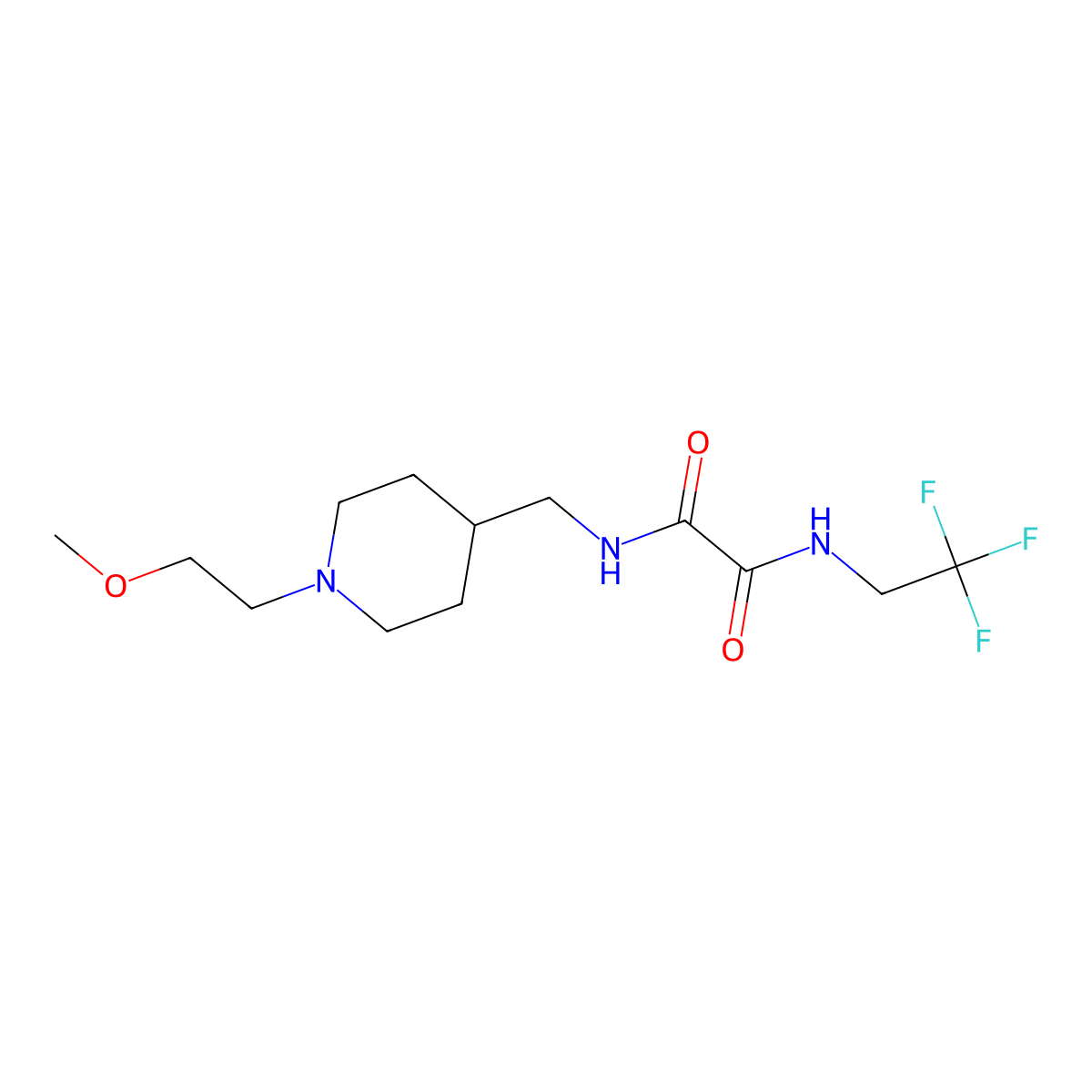 N1-((1-(2-methoxyethyl)piperidin-4-yl)methyl)-N2-(2,2,2-trifluoroethyl)oxalamide molecular structure, CAS 1251710-31-2