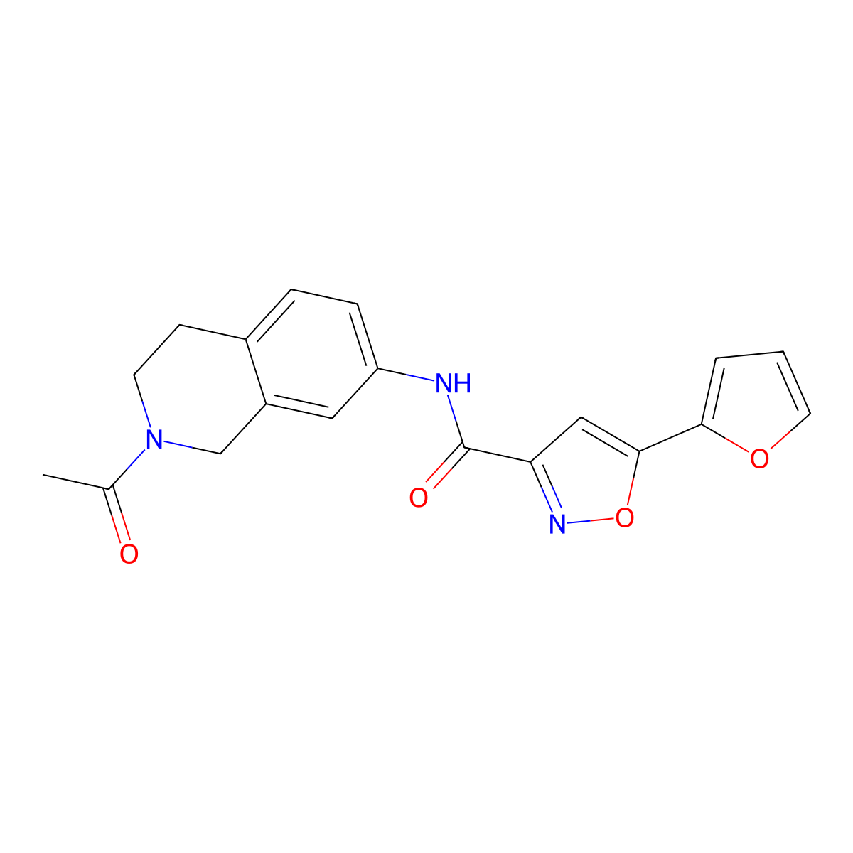 N-(2-acetyl-1,2,3,4-tetrahydroisoquinolin-7-yl)-5-(furan-2-yl)isoxazole-3-carboxamide molecular structure, CAS 1251710-34-5