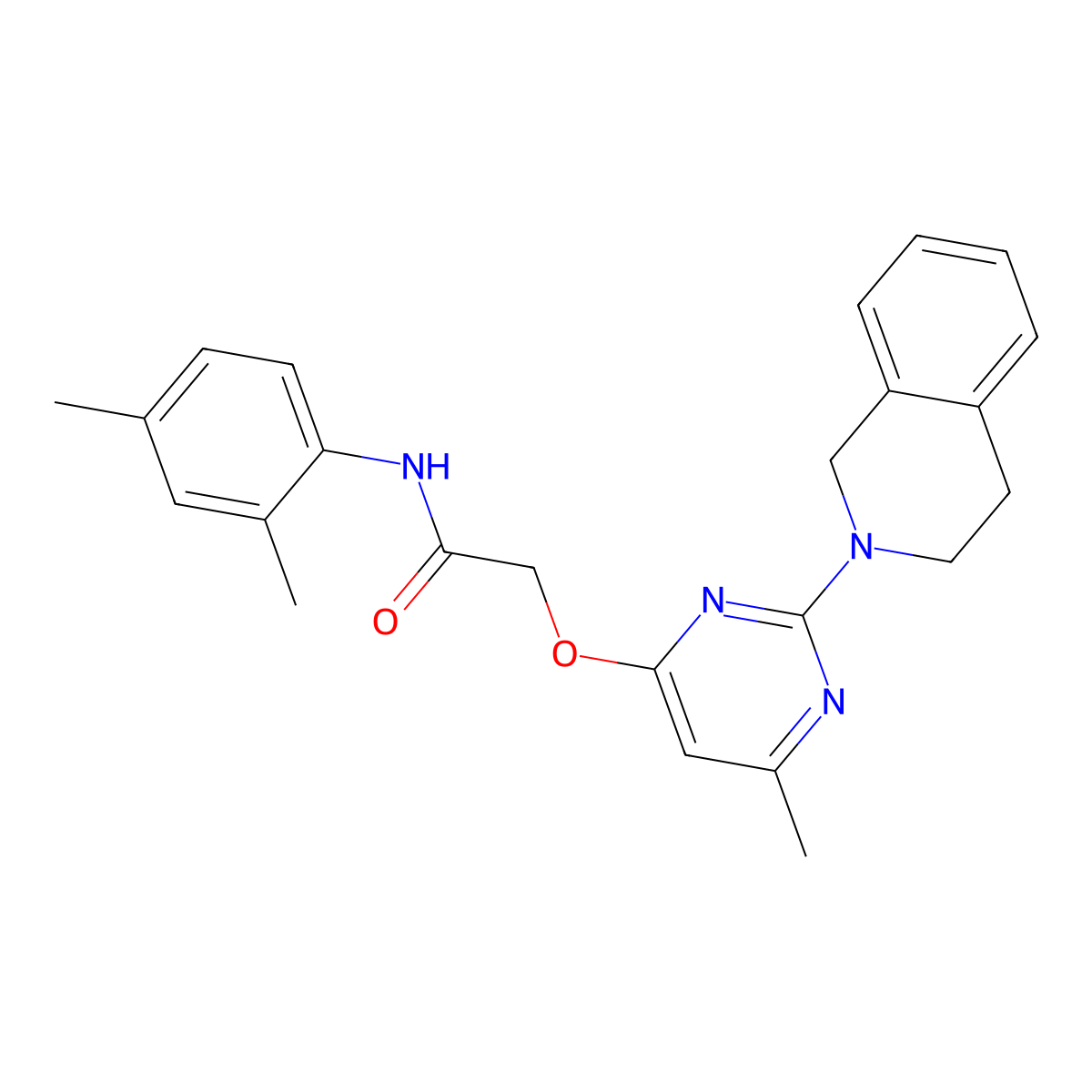 2-{[2-(3,4-dihydroisoquinolin-2(1H)-yl)-6-methylpyrimidin-4-yl]oxy}-N-(2,4-dimethylphenyl)acetamide molecular structure, CAS 1251710-44-7