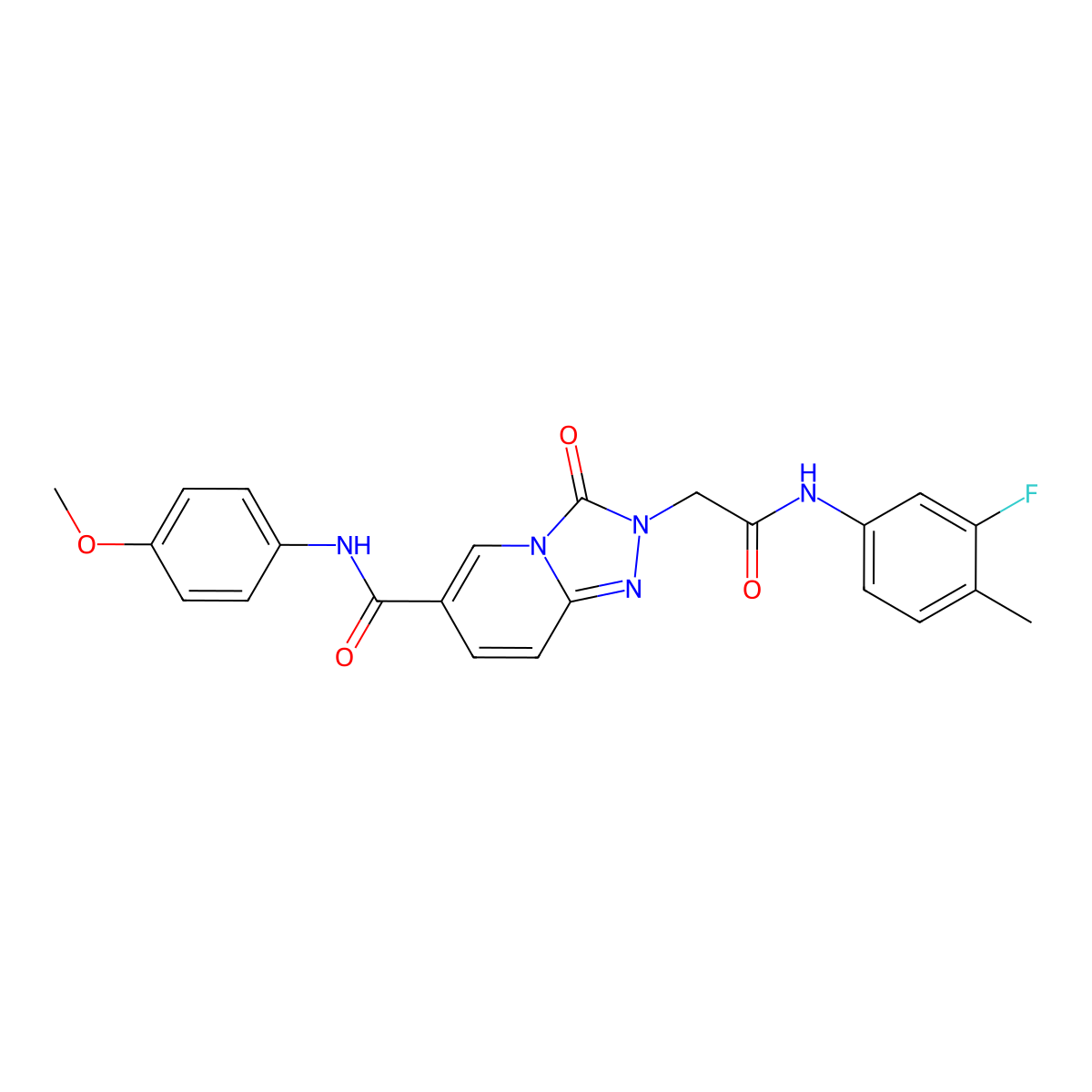 2-{[(3-fluoro-4-methylphenyl)carbamoyl]methyl}-N-(4-methoxyphenyl)-3-oxo-2H,3H-[1,2,4]triazolo[4,3-a]pyridine-6-carboxamide molecular structure, CAS 1251710-45-8