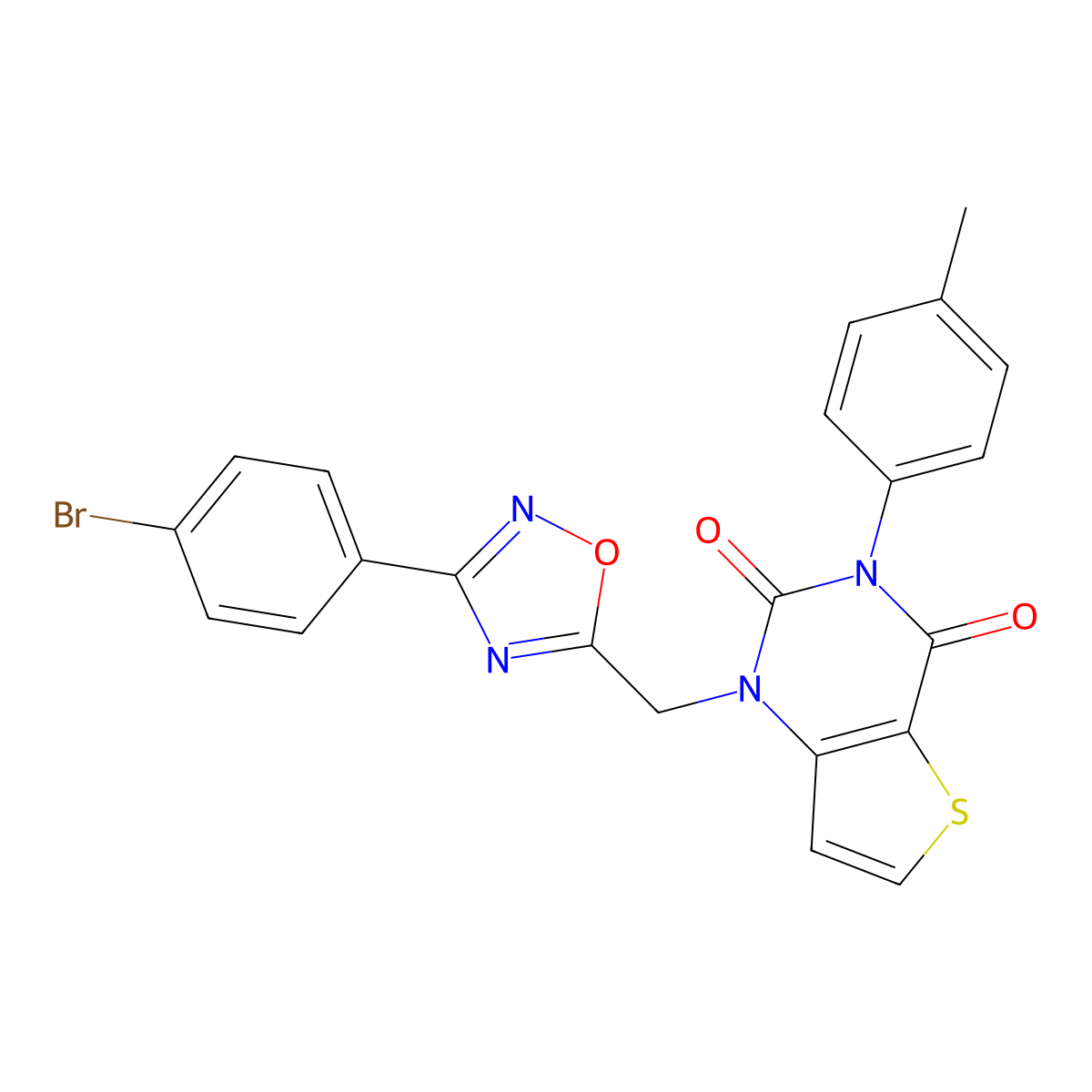 1-((3-(4-bromophenyl)-1,2,4-oxadiazol-5-yl)methyl)-3-(p-tolyl)thieno[3,2-d]pyrimidine-2,4(1H,3H)-dione molecular structure, CAS 1251710-48-1