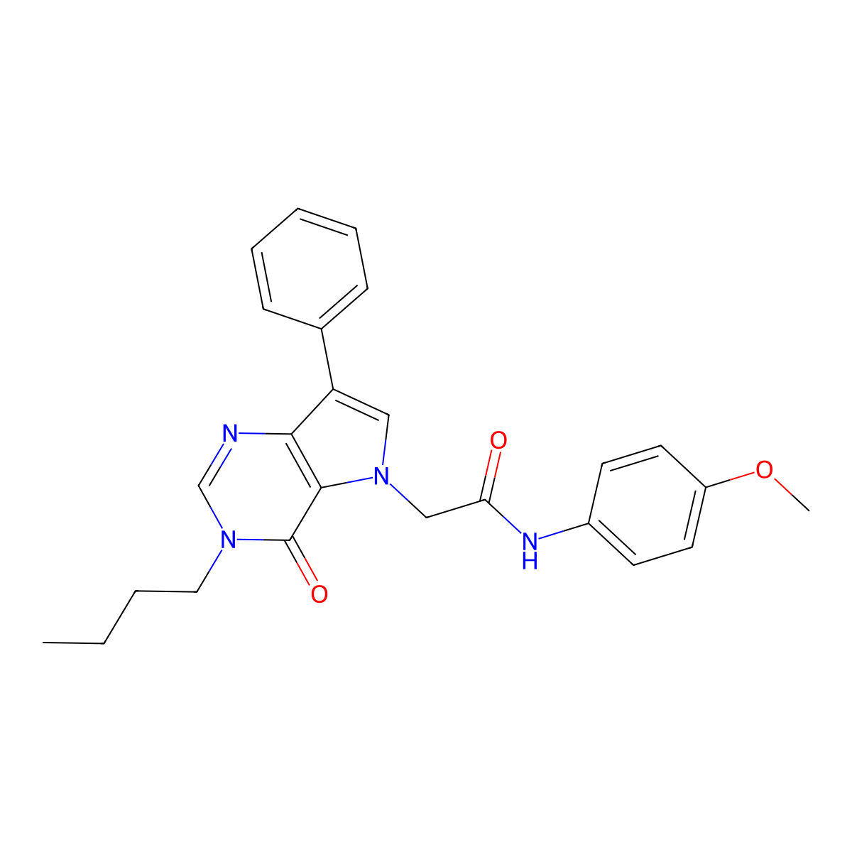 2-(3-butyl-4-oxo-7-phenyl-3,4-dihydro-5H-pyrrolo[3,2-d]pyrimidin-5-yl)-N-(4-methoxyphenyl)acetamide molecular structure, CAS 1251710-49-2