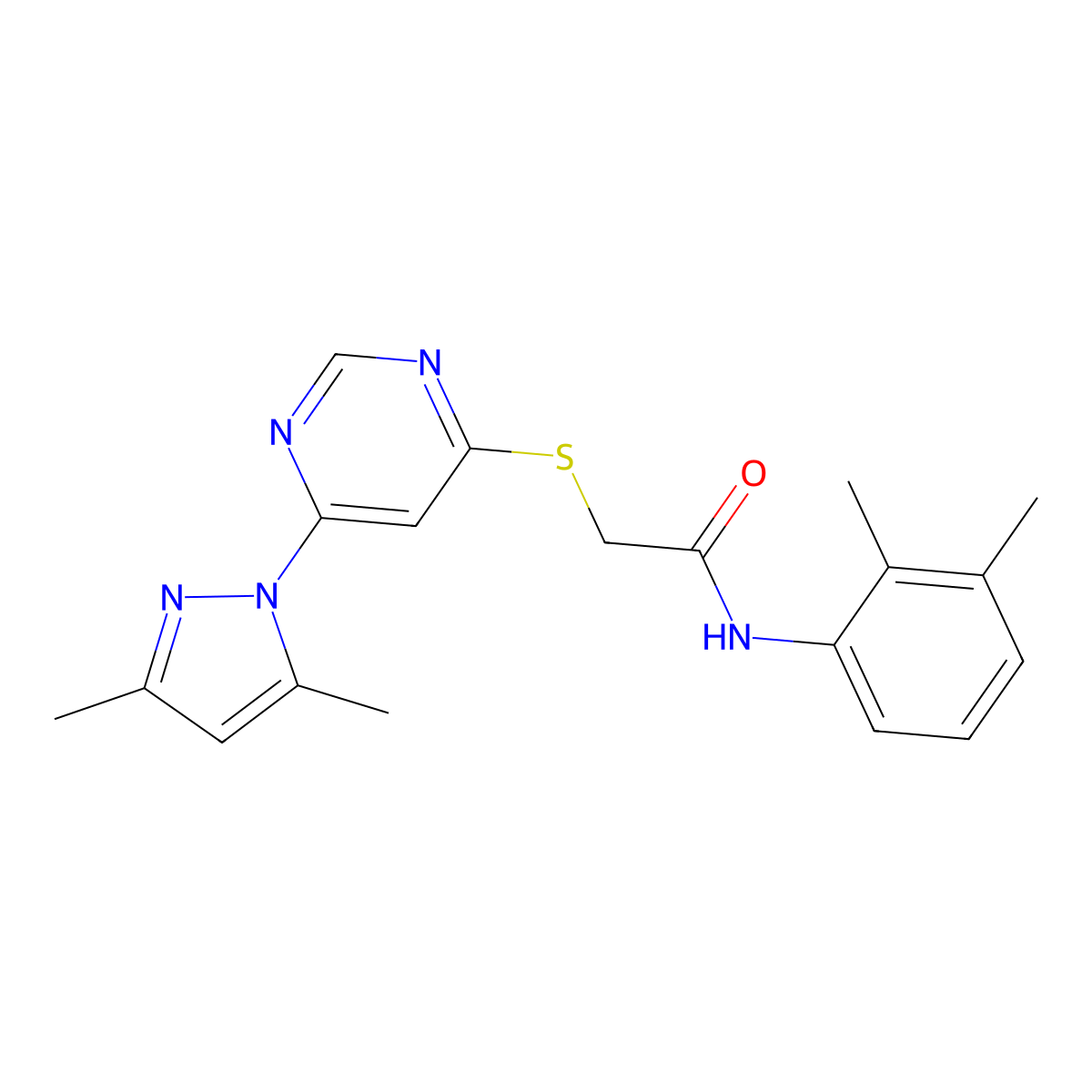 2-((6-(3,5-dimethyl-1H-pyrazol-1-yl)pyrimidin-4-yl)thio)-N-(2,3-dimethylphenyl)acetamide molecular structure, CAS 1251710-56-1