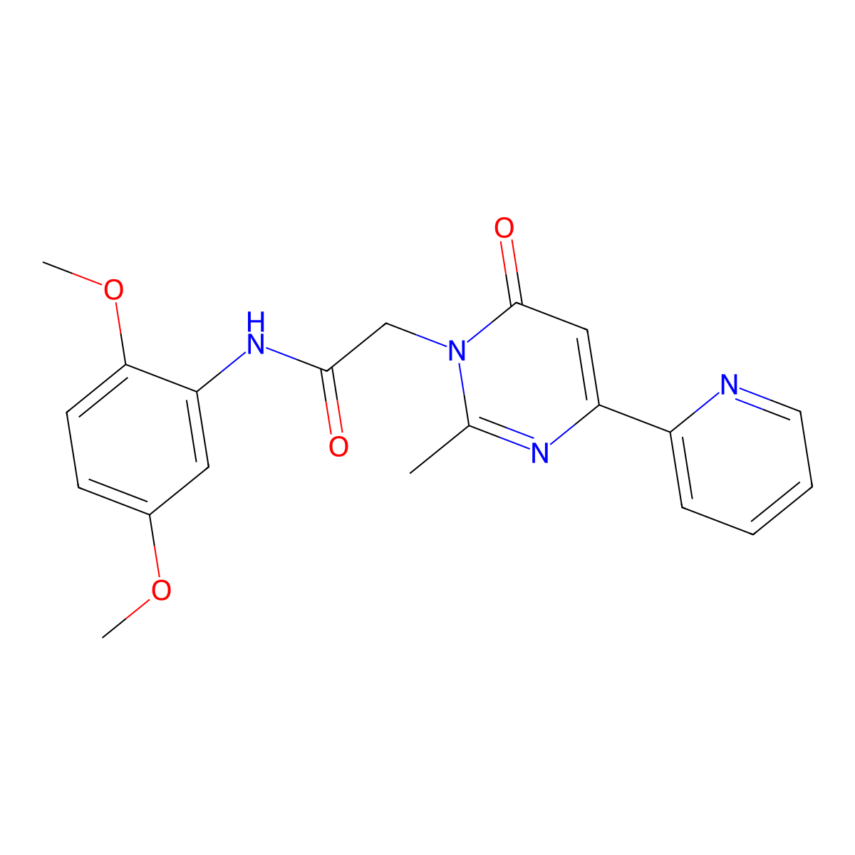N-(2,5-dimethoxyphenyl)-2-(2-methyl-6-oxo-4-(pyridin-2-yl)pyrimidin-1(6H)-yl)acetamide molecular structure, CAS 1251710-70-9