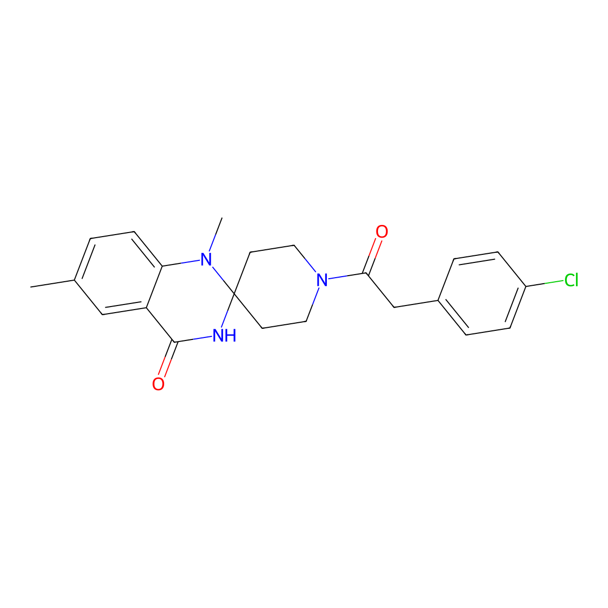 1-[2-(4-chlorophenyl)acetyl]-1',6'-dimethyl-3',4'-dihydro-1'H-spiro[piperidine-4,2'-quinazoline]-4'-one molecular structure, CAS 1251710-71-0