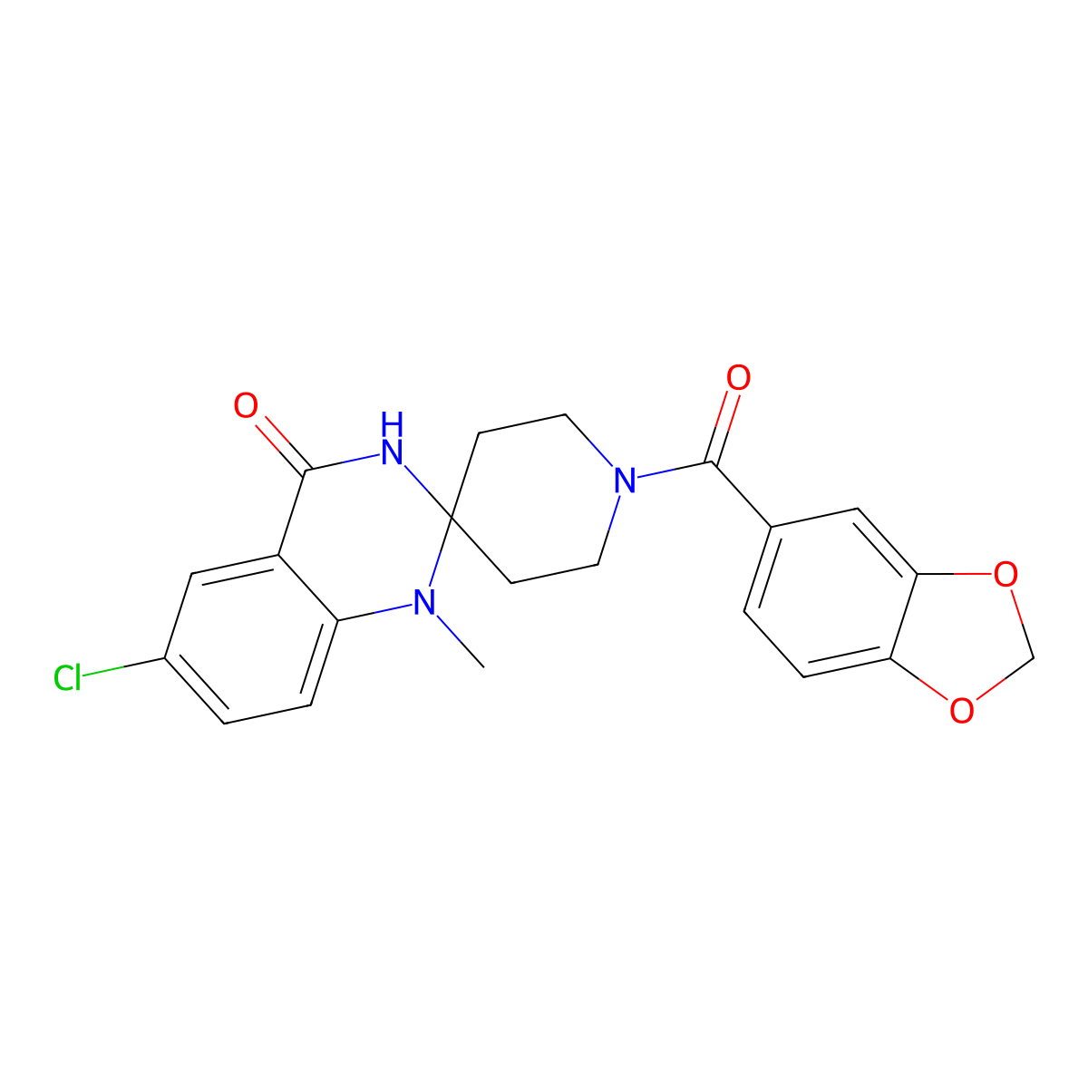 1-(2H-1,3-benzodioxole-5-carbonyl)-6'-chloro-1'-methyl-3',4'-dihydro-1'H-spiro[piperidine-4,2'-quinazoline]-4'-one molecular structure, CAS 1251710-73-2