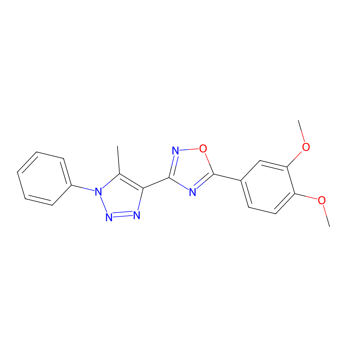 5-(3,4-dimethoxyphenyl)-3-(5-methyl-1-phenyl-1H-1,2,3-triazol-4-yl)-1,2,4-oxadiazole molecular structure, CAS 1251710-75-4