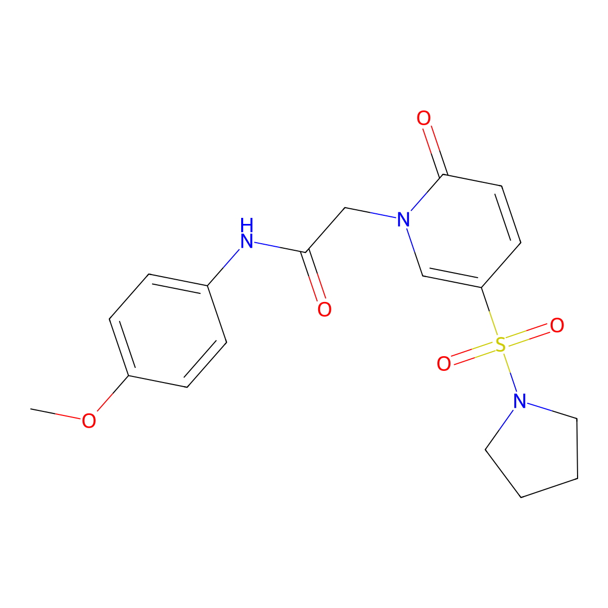 N-(4-methoxyphenyl)-2-(2-oxo-5-pyrrolidin-1-ylsulfonylpyridin-1-yl)acetamide molecular structure, CAS 1251710-76-5