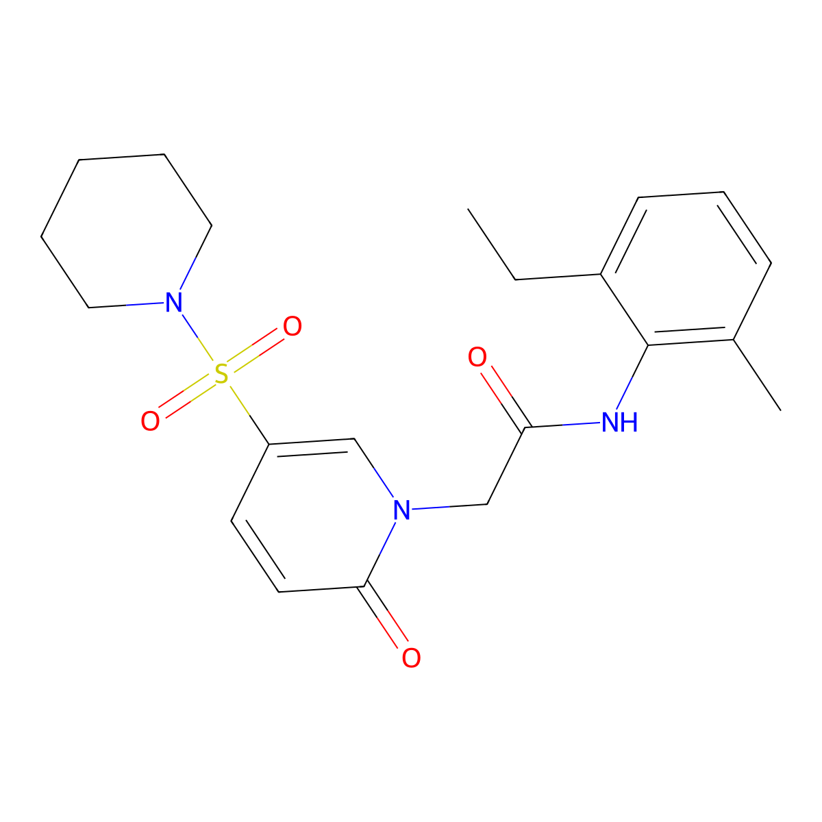 N-(2-ethyl-6-methylphenyl)-2-(2-oxo-5-(piperidin-1-ylsulfonyl)pyridin-1(2H)-yl)acetamide molecular structure, CAS 1251710-77-6