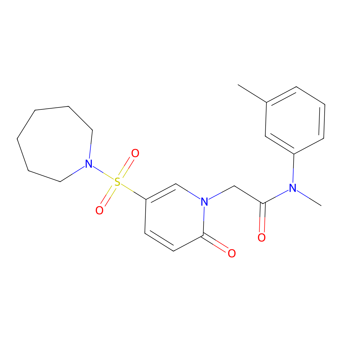 2-[5-(azepane-1-sulfonyl)-2-oxo-1,2-dihydropyridin-1-yl]-N-methyl-N-(3-methylphenyl)acetamide molecular structure, CAS 1251710-79-8