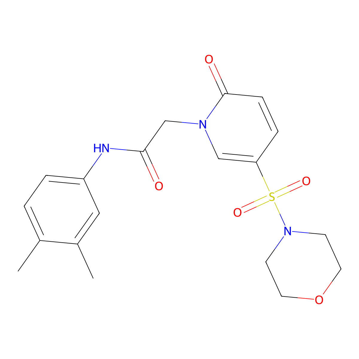 N-(3,4-dimethylphenyl)-2-(5-(morpholinosulfonyl)-2-oxopyridin-1(2H)-yl)acetamide molecular structure, CAS 1251710-81-2