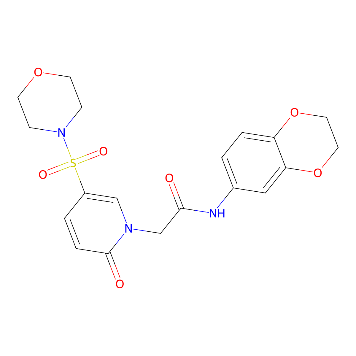 N-(2,3-dihydro-1,4-benzodioxin-6-yl)-2-[5-(morpholine-4-sulfonyl)-2-oxo-1,2-dihydropyridin-1-yl]acetamide molecular structure, CAS 1251710-82-3
