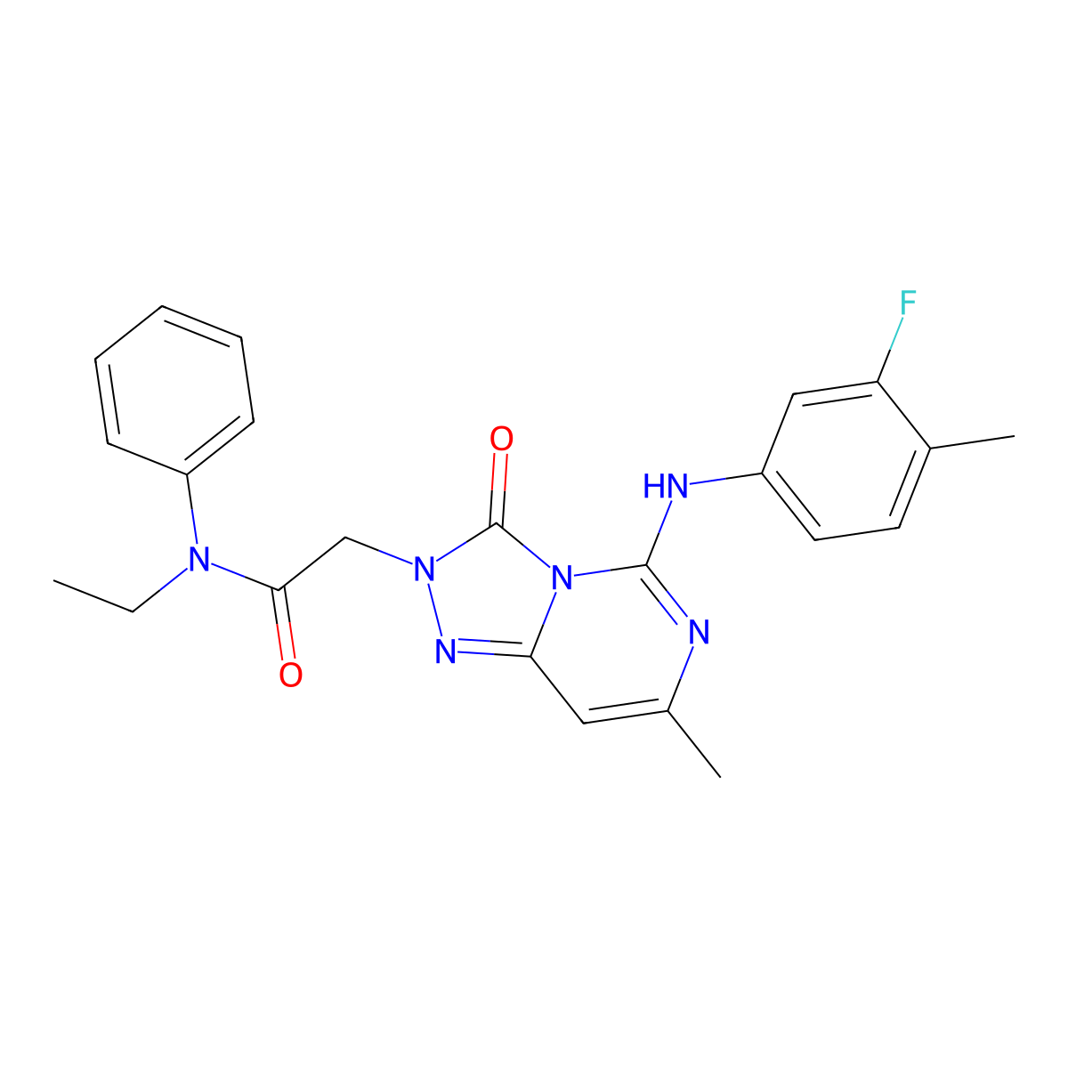 N-ethyl-2-{5-[(3-fluoro-4-methylphenyl)amino]-7-methyl-3-oxo-2H,3H-[1,2,4]triazolo[4,3-c]pyrimidin-2-yl}-N-phenylacetamide molecular structure, CAS 1251710-84-5
