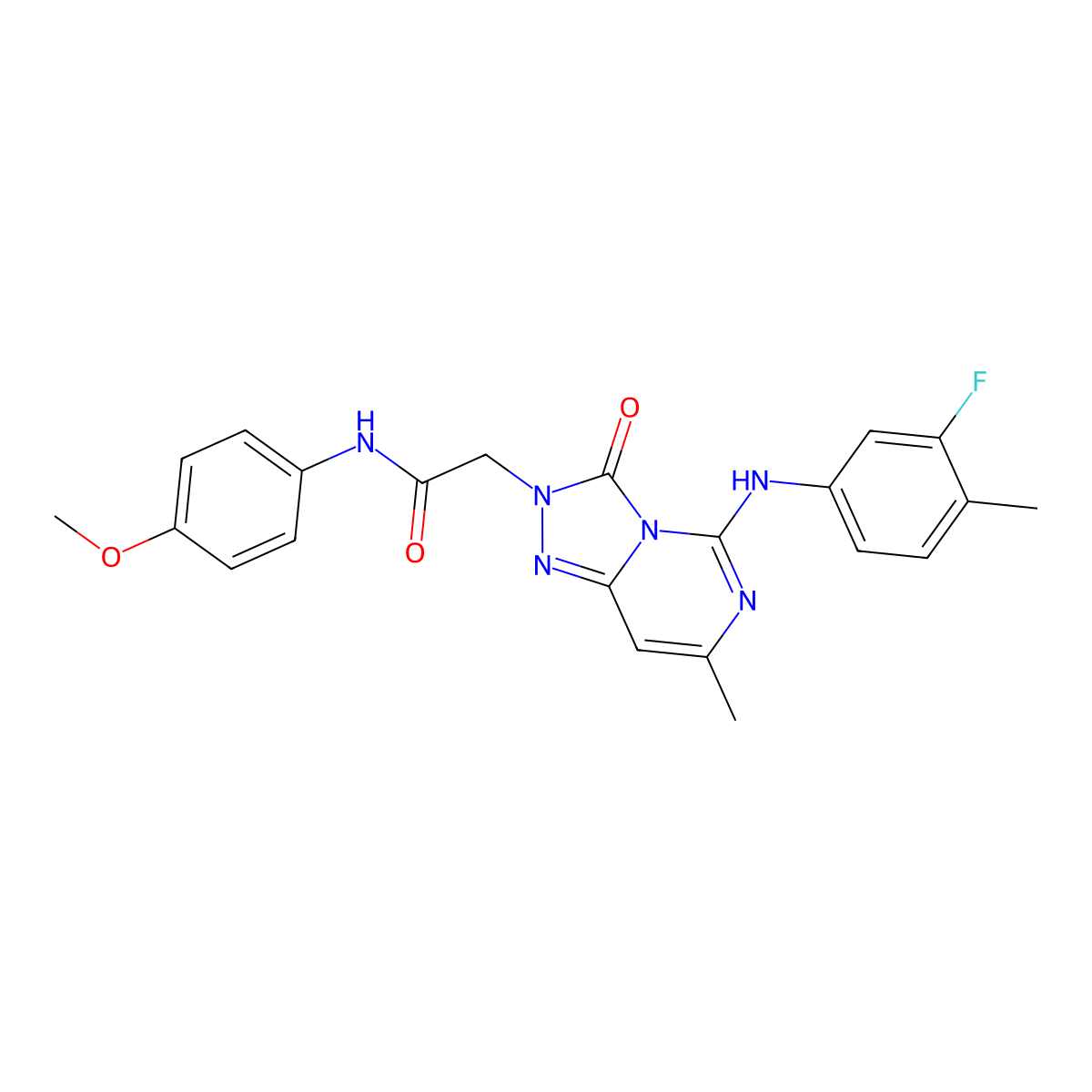 2-{5-[(3-fluoro-4-methylphenyl)amino]-7-methyl-3-oxo-2H,3H-[1,2,4]triazolo[4,3-c]pyrimidin-2-yl}-N-(4-methoxyphenyl)acetamide molecular structure, CAS 1251710-88-9