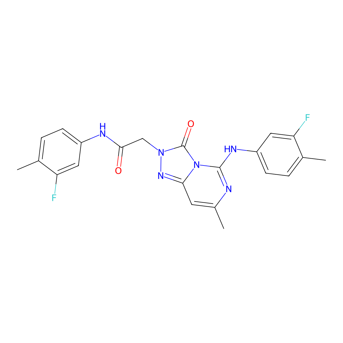 N-(3-fluoro-4-methylphenyl)-2-{5-[(3-fluoro-4-methylphenyl)amino]-7-methyl-3-oxo-2H,3H-[1,2,4]triazolo[4,3-c]pyrimidin-2-yl}acetamide molecular structure, CAS 1251710-89-0